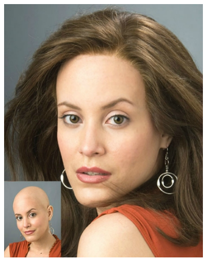 An Image of a Woman With Hair and Without